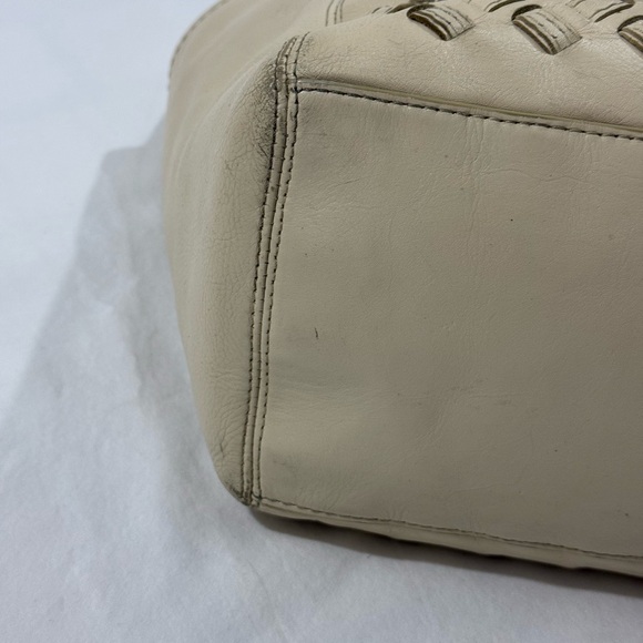 Coach North South Woven Leather Tote Bag Cream Shoulder Bag F10798 - Picture 13 of 15